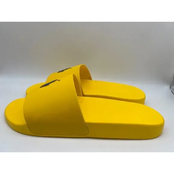 Polo Ralph Lauren Signature Pony Slide Yellow Blue Man's Size 14M NEW - Picture 8 of 12